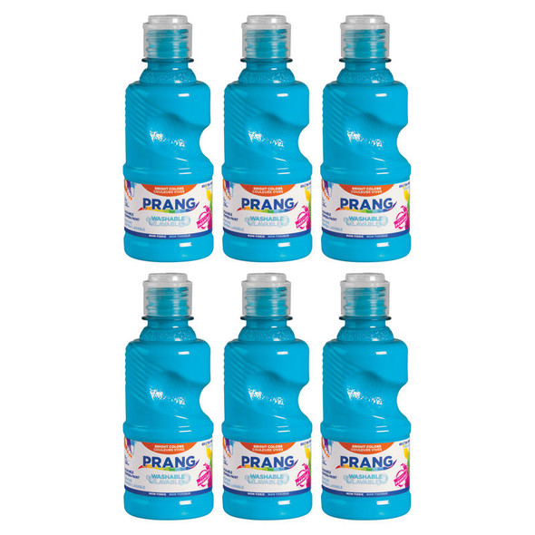 Washable Tempera Paint, 8 oz Bottle, Turquoise, Set of 6