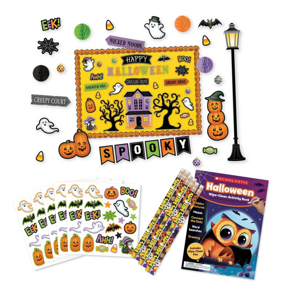 Halloween Party Kit, Classroom Decorations, Stickers, Pencils & Wipe-Clean Activity Books