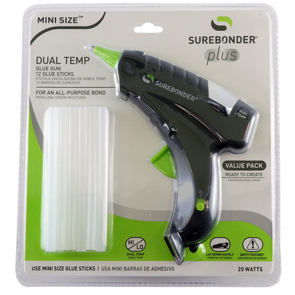 Dual-Temperature Mini Glue Gun Kit with 12 Glue Sticks
