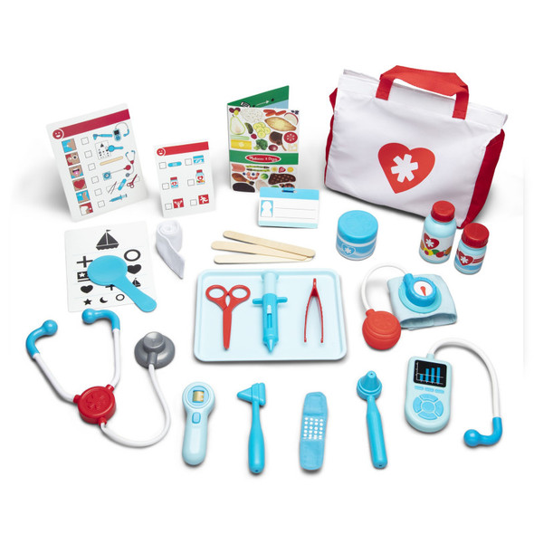 Pretend Play Doctor Kit with Medical Tools, Activity Cards and Storage Tote, 25 Pieces