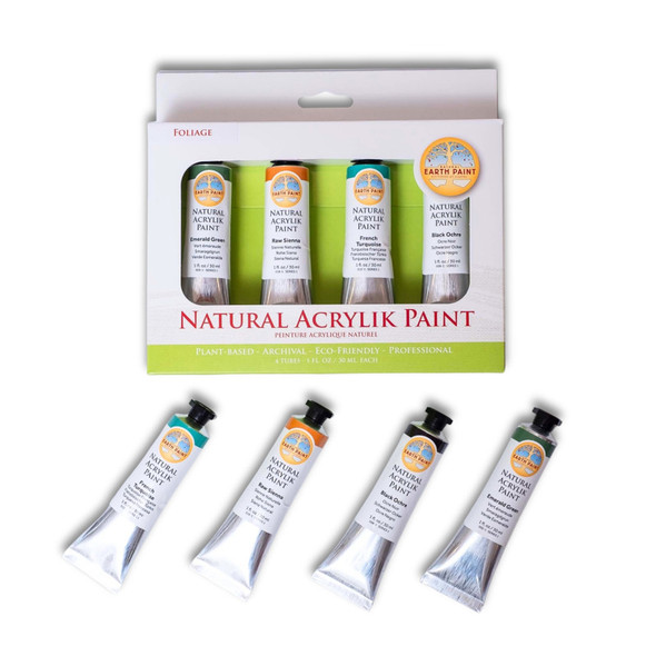 Natural Acrylik Paint Box Set, Foliage, 1 oz Tubes, 4 Colors
