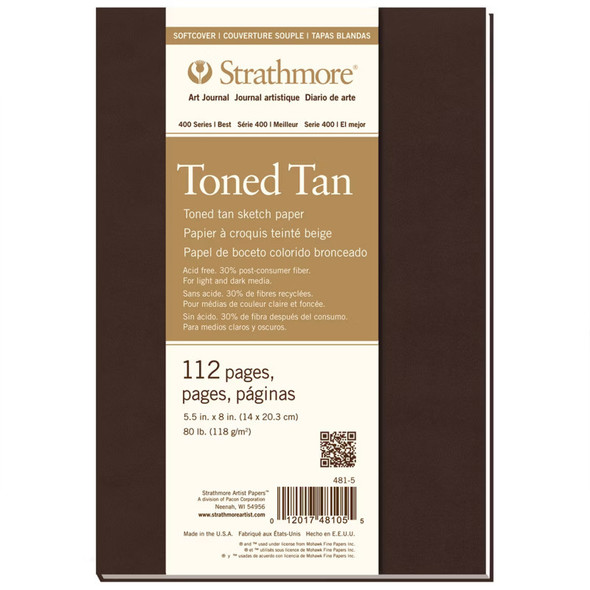 400 Series Sketch Paper Art Book, Matte Brown Cover, Natural White, Soft Cover Binding, 80 Sheet, 7.75x9.75 inch