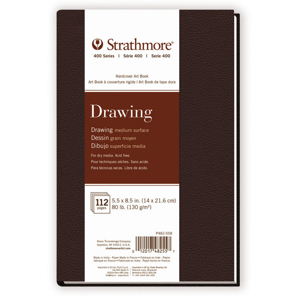 400 Series Drawing Paper Art Book, Matte Brown Cover, Cream White, Hardbound, 56 Sheets, 5.5x8.5 inch