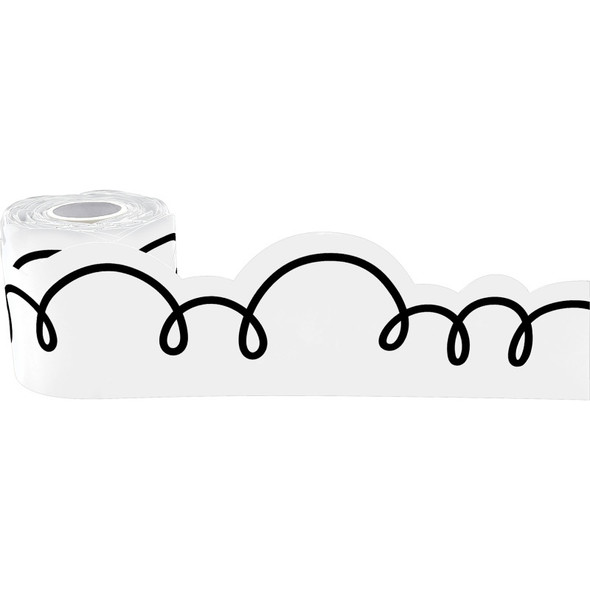 White with Black Squiggles Die-Cut Rolled Border Trim