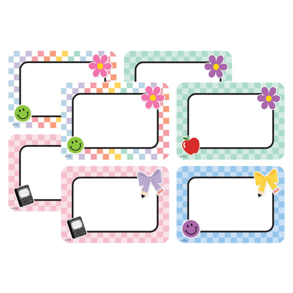 2-Pack Cool for School Checkers Name Tags/Labels-Multi-Pack