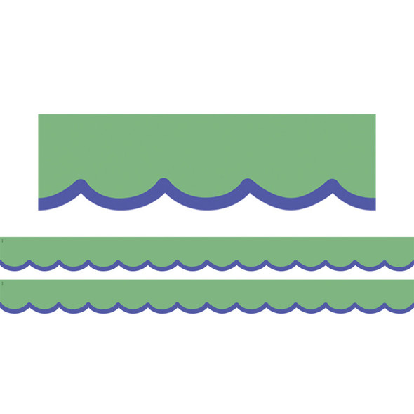 2-Pack Color Crush Green with Blue Scallops Die-Cut Border Trim
