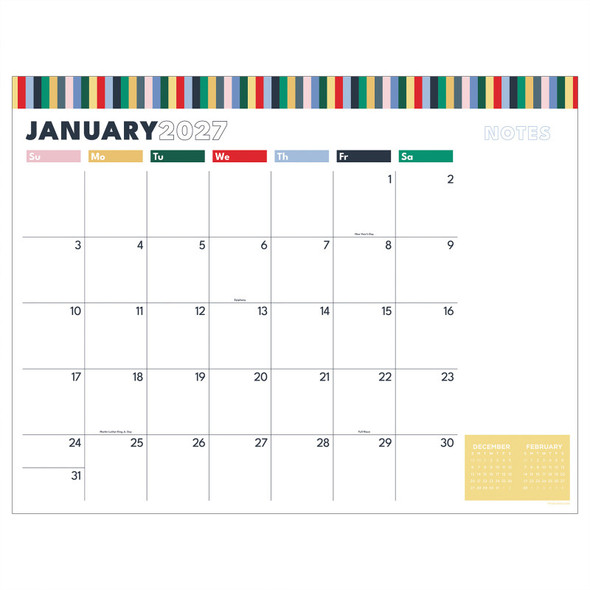 2027 Long Weekend Large Desk Pad Calendar