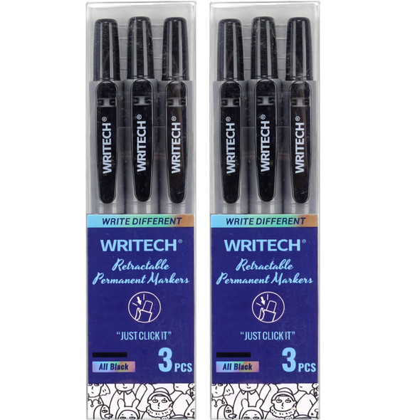 Retractable Dry Erase Markers, Black, Fine Point, 2 Packs