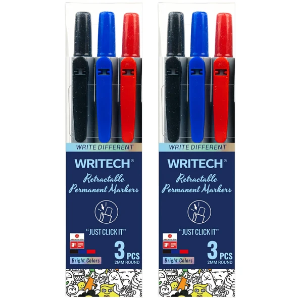 Retractable Permanent Markers, Assorted Colors, Fine Point, 2 Sets