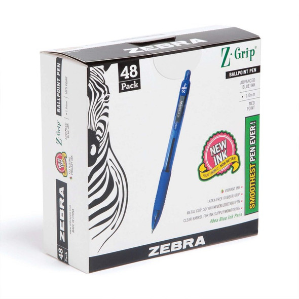 Z-Grip Retractable Ballpoint Pen, 1.0 mm, Blue, 48-Pack