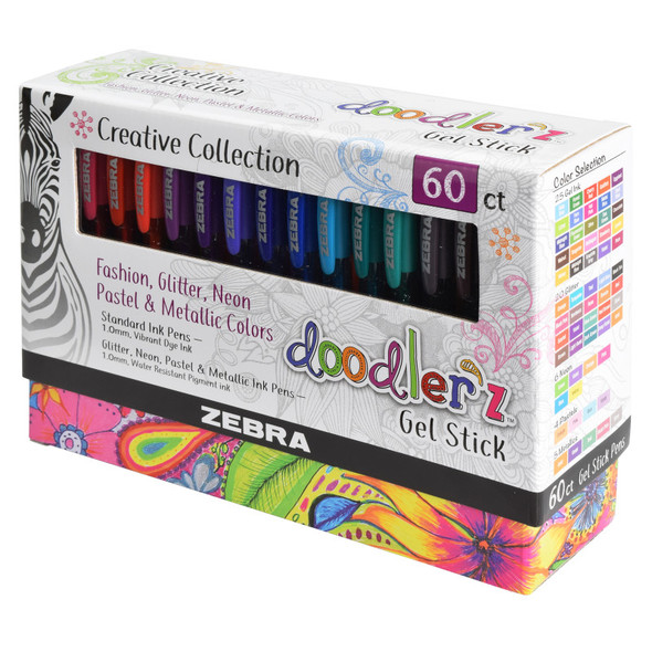 Doodler’z Glitter Gel Stick Pens, 1.0 mm, Assorted, 60-Pack