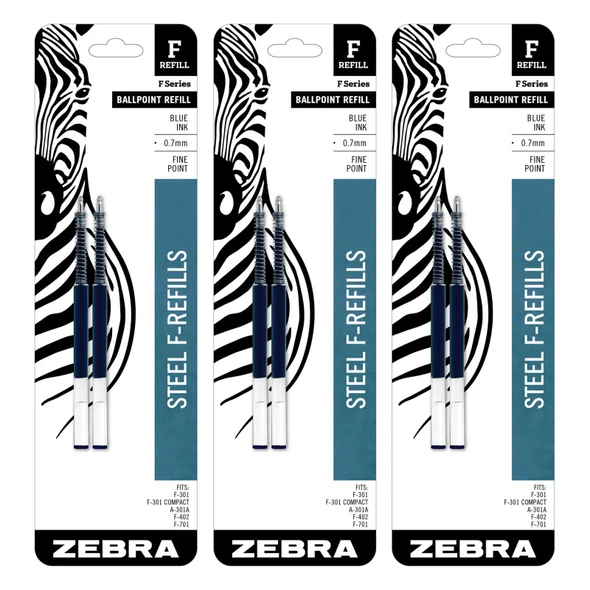 F-Series Pen Refills, 0.7 mm, Blue, 6-Pack