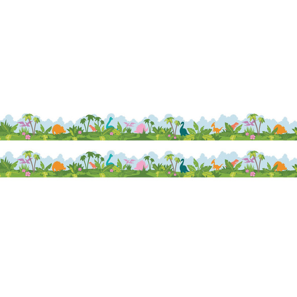 Dino Quest Dino Scene Extra Wide Classroom Border Trim, 24 Strips, 2-Pack