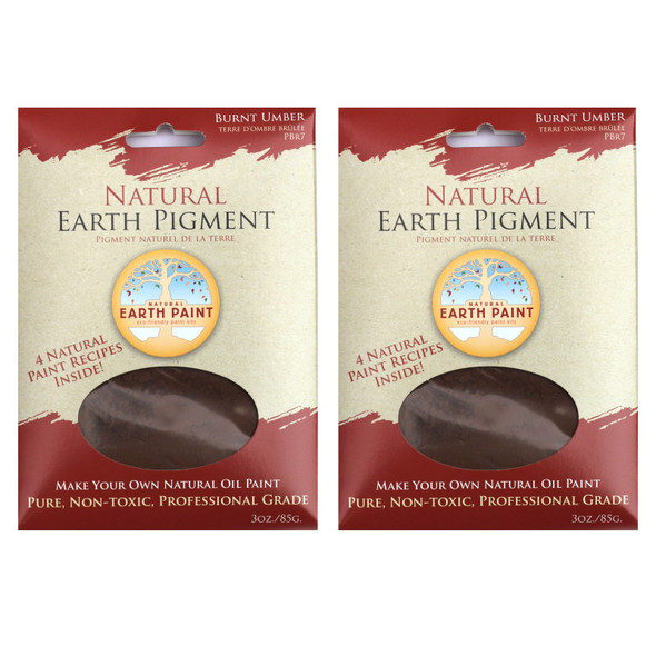 2-Pack Earth & Mineral Pigment, Burnt Umber, 3 oz