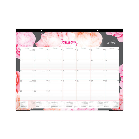2027 Monthly Desk Pad Calendar, Joselyn Floral Design, 22 x 17 Inches, January to December