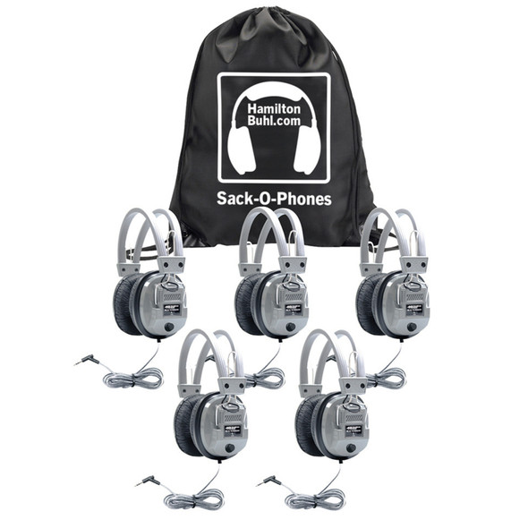 Sack-O-Phones, 5 SC7V Deluxe Headphones with Volume Control in a Carry Bag