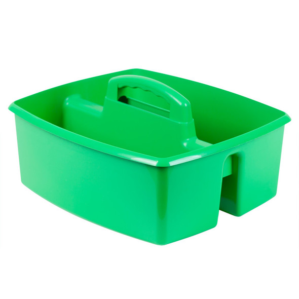 Large Two-Compartment Classroom Supply Caddy with Handle, Green