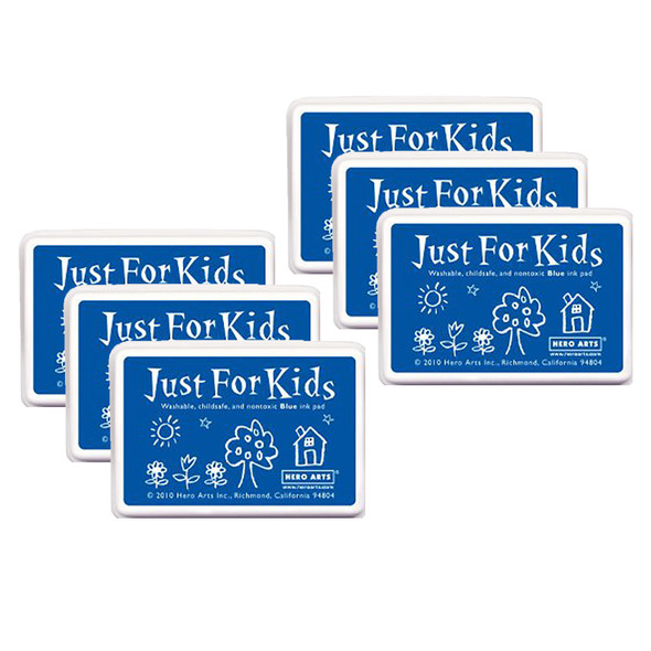 Just for Kids Ink Pad, Blue, Pack of 6