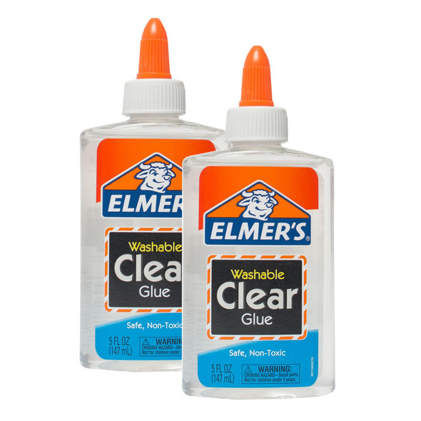 Washable Clear School Glue, 5 fl oz Bottles, 2-Pack, 10 fl oz Total