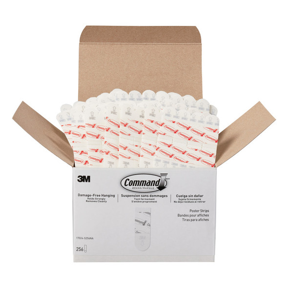 Removable Poster Hanging Strips, Holds Up to 1 lb per Pair, 1.63 x 2.75 Inches, White, 256 Strips