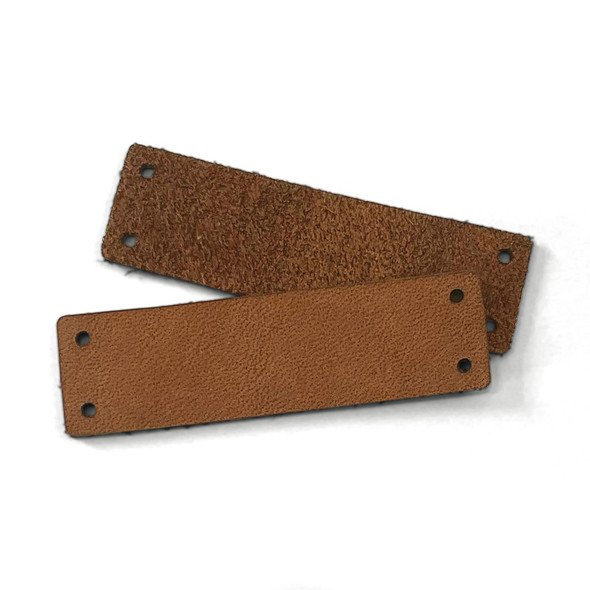 Genuine Leather Sew-In Clothing Labels, 55 x 16 mm, Dark Brown, 5 Count