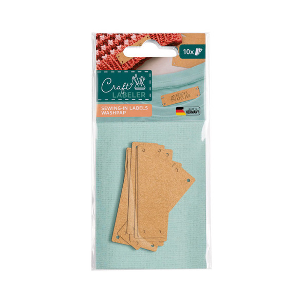 Eco-Friendly Sew-In Clothing Labels, 55 x 16 mm, Light Brown, 10 Count