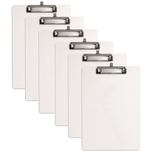 Reusable Dry-Erase Clipboards with Top Clip and Pen Holder, 12.5 x 9 Inches, 6 Pack