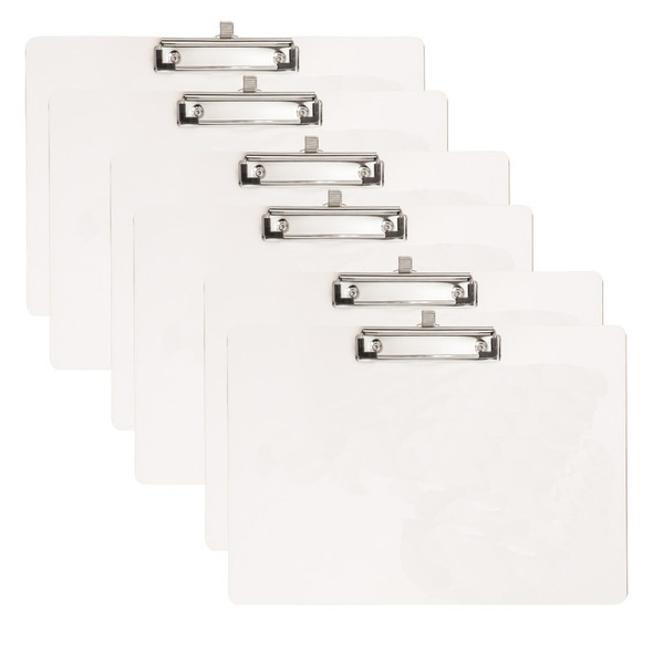 Reusable Dry-Erase Clipboards with Side Clip and Pen Holder, 9 x 12.5 Inches, 6 Pack