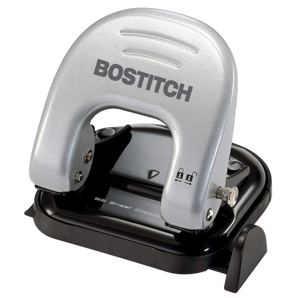EZ Squeeze Two-Hole Punch, 20-Sheet Capacity, 9/32-Inch Holes, Black and Silver