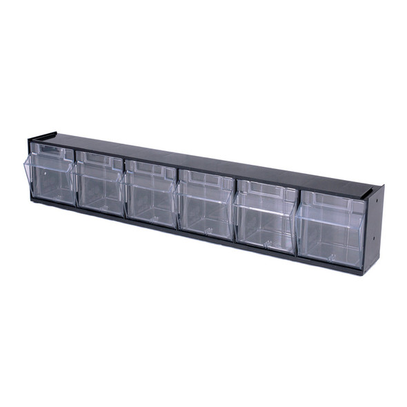 Tilt Bin® Interlocking Storage Bins, 6-Bin Unit, Black