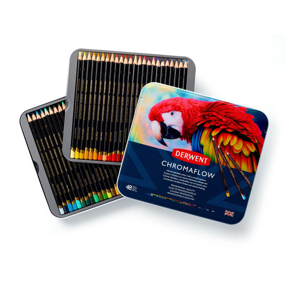 Chromaflow Soft-Core Colored Pencils, 48-Count Metal Tin
