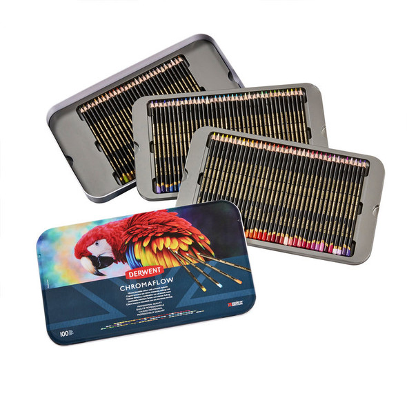 Chromaflow Soft-Core Colored Pencils, 100-Count Metal Tin
