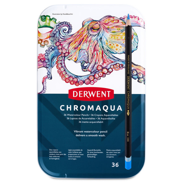 Chromaqua Watercolor Pencils, 36-Count Metal Tin