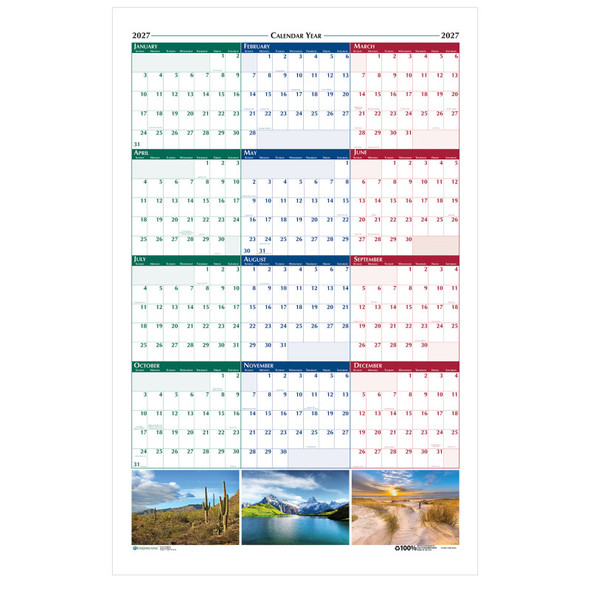 Earthscapes Recycled Yearly Wall Calendar, 24" x 37"