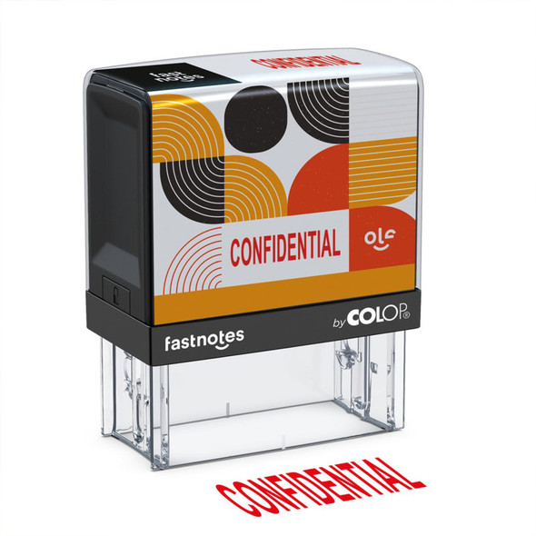 Self-Inking Confidential Message Stamp, Red Ink, Clear Alignment Base, 2 Design Cards