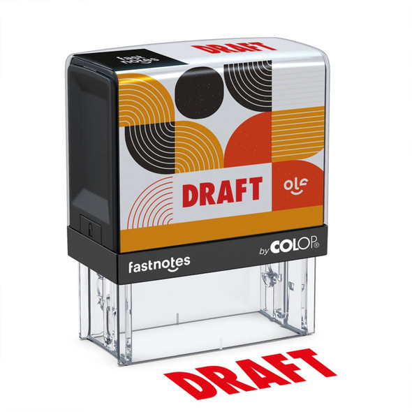 Self-Inking Draft Message Stamp, Red Ink, Clear Alignment Base, 2 Design Cards