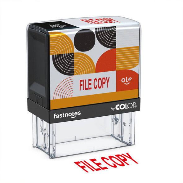 Self-Inking File Copy Message Stamp, Red Ink, Clear Alignment Base, 2 Design Cards