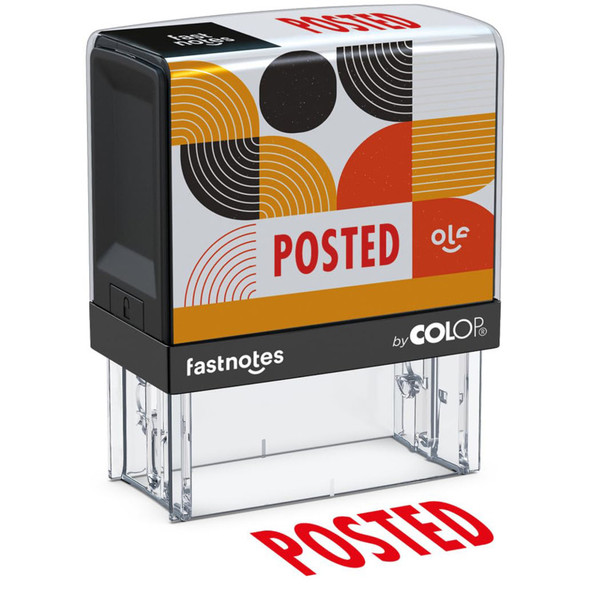 Self-Inking Posted Message Stamp, Red Ink, Clear Alignment Base, 2 Design Cards