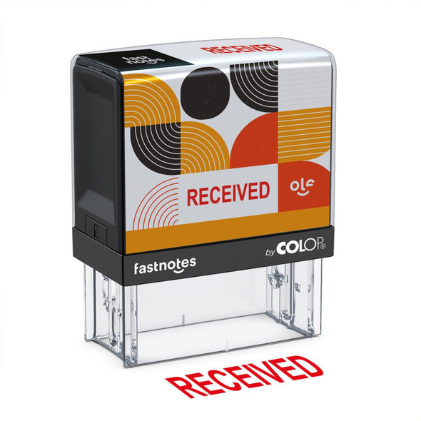 Self-Inking Received Message Stamp, Red Ink, Clear Alignment Base, 2 Design Cards