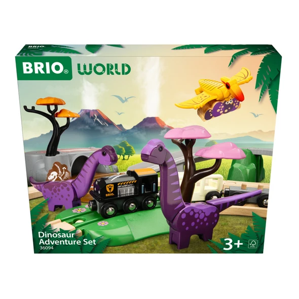 Dinosaur Adventure Wooden Train Set for Kids Ages 3 and Up