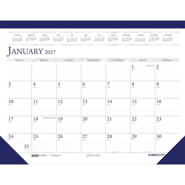 Recycled Monthly Desk Pad Calendar, 22" x 17"
