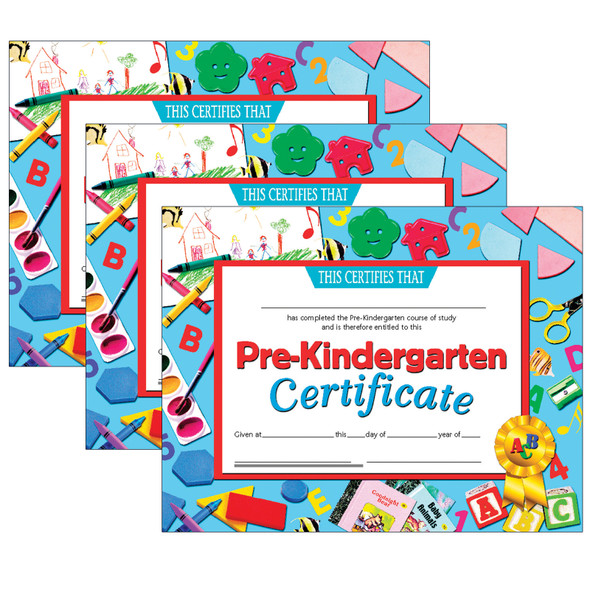 Pre-Kindergarten Certificate, 8.5" x 11", 30 Per Pack, 3 Packs