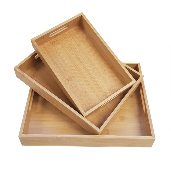 Bamboo Nesting Tray Set, 3 Pieces