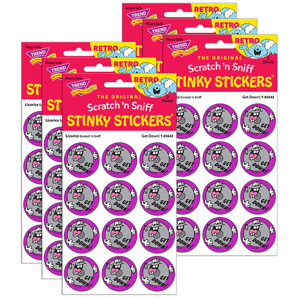 Stinky Stickers® Retro Licorice Scent, Scratch 'n Sniff Stickers, 6-Pack