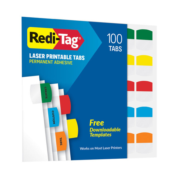 Laser-Printable Permanent Index Tabs, Primary Colors, 1-1/8 x 1-1/4 in., 100 Count