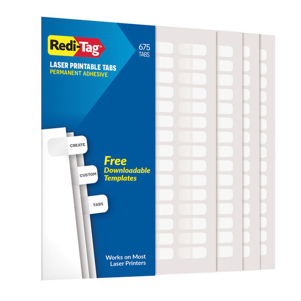 Laser-Printable Permanent Index Tabs, White, 7/16 x 1 in., 675 Count