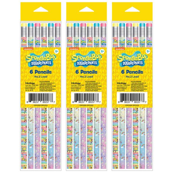 SpongeBob SquarePants No. 2 Pencils, 3 Pack of 6 Count