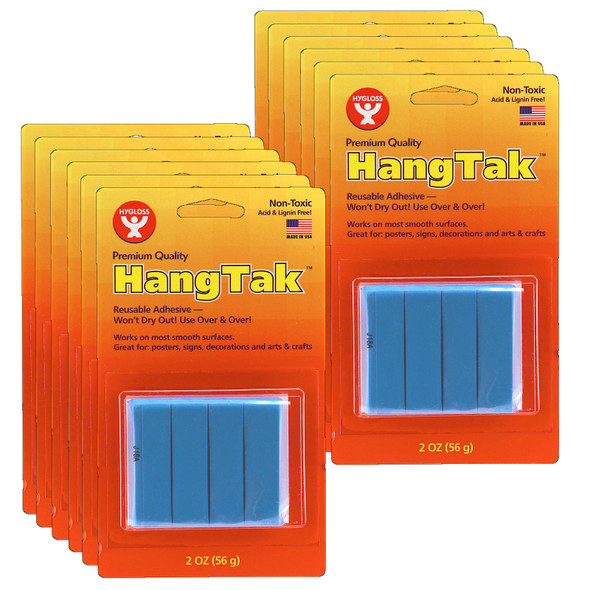 HangTak Reusable Adhesive, Blue, 2 oz. Per Pack, 12 Packs