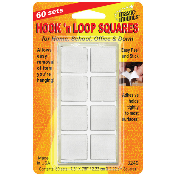 Hook 'n Loop, 7/8" Squares, 60 Sets
