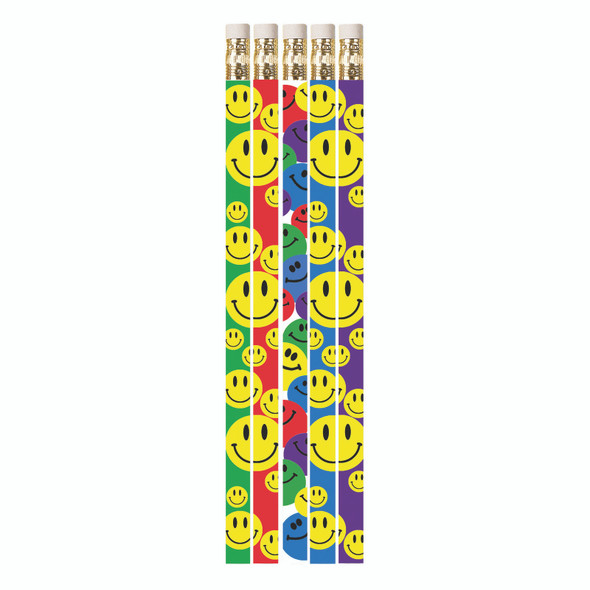 Happy Face Assorted Motivational Pencils, 12 Per Pack, 12 Packs
